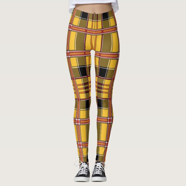 Leggings légumineuses à plaid jaune (Devant)