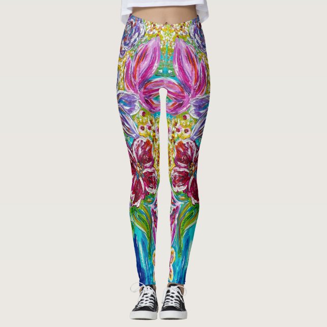 Leggings Légumineuses Abstraites florales (Devant)