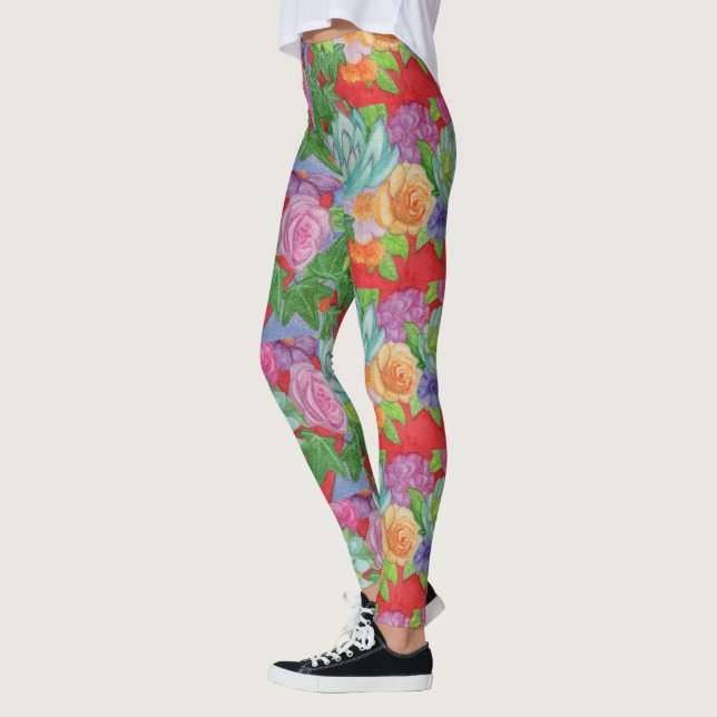 Leggings Légumineuses d'aquarelle florale Pantalon Abstrait (Gauche)