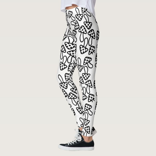 Leggings Légumineuses de champignons blancs noirs (Gauche)