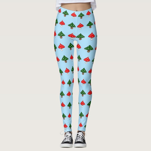 Leggings Légumineuses de champignons de la fête bleue (Devant)