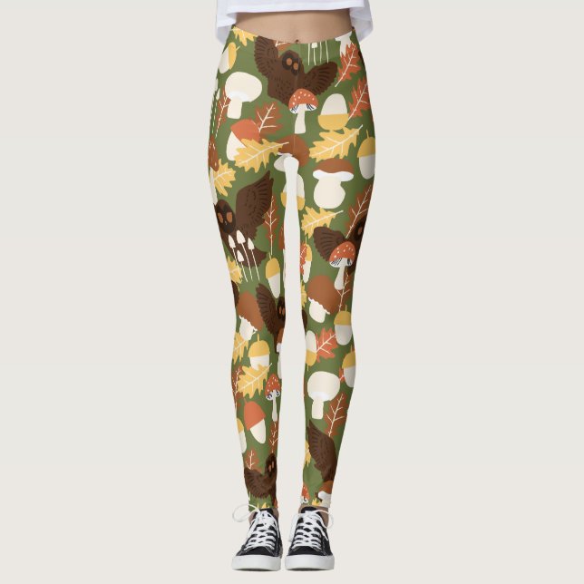 Leggings Légumineuses de chouette et de champignons (Devant)