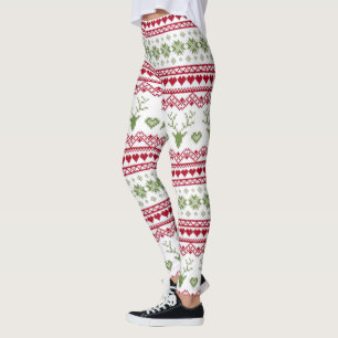 Leggings Légumineuses de Noël/Flammes de neige, Coeurs et r