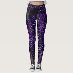 Leggings Légumineuses gothiques pourpres en plumes