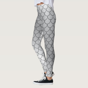Leggings Légumineuses motifs en argent et en serpent noir