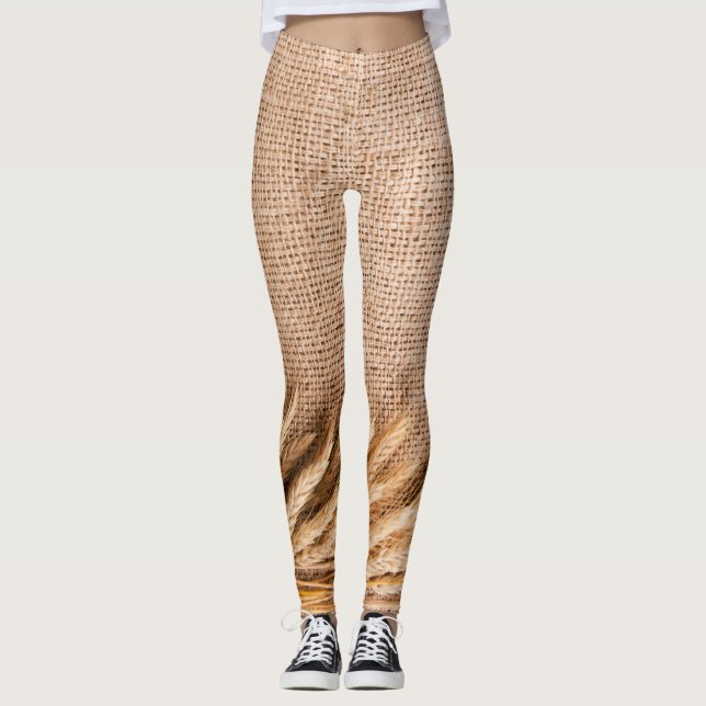 Leggings Légumineuses pour femmes Blé sur Burlap Sack Count (Devant)