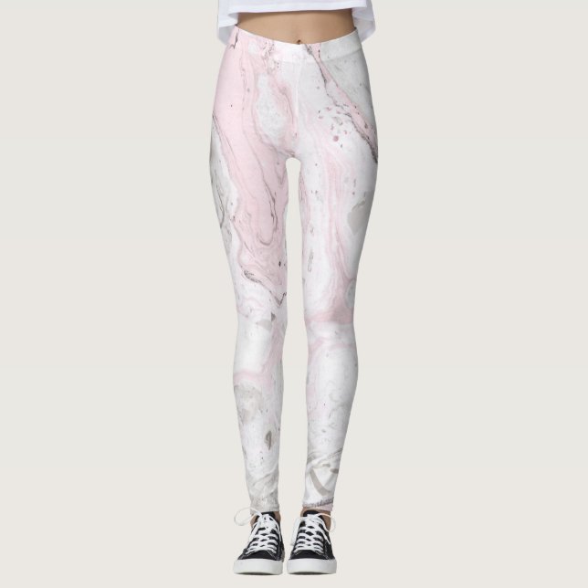 Leggings Légumineuses pour femmes Effet de marbre rose et g (Devant)