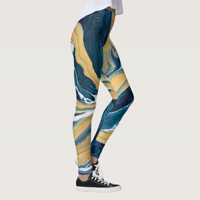 Leggings Légumineuses tout-sur-impression Gold et Turquoise (Droite)