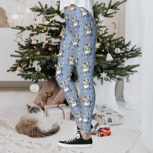 Leggings L'élégance hivernale de la panthère des neiges ble