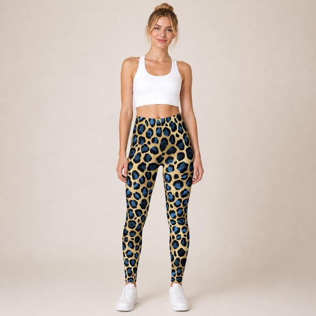 Leggings Léopard bleu or (Créateur téléchargé)