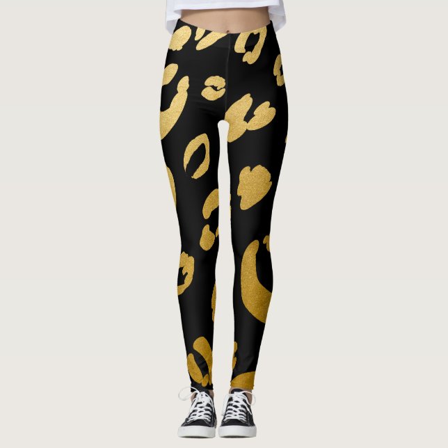 Leggings Léopard doré Guépard Imprimé d'animal sauvage Chic (Devant)
