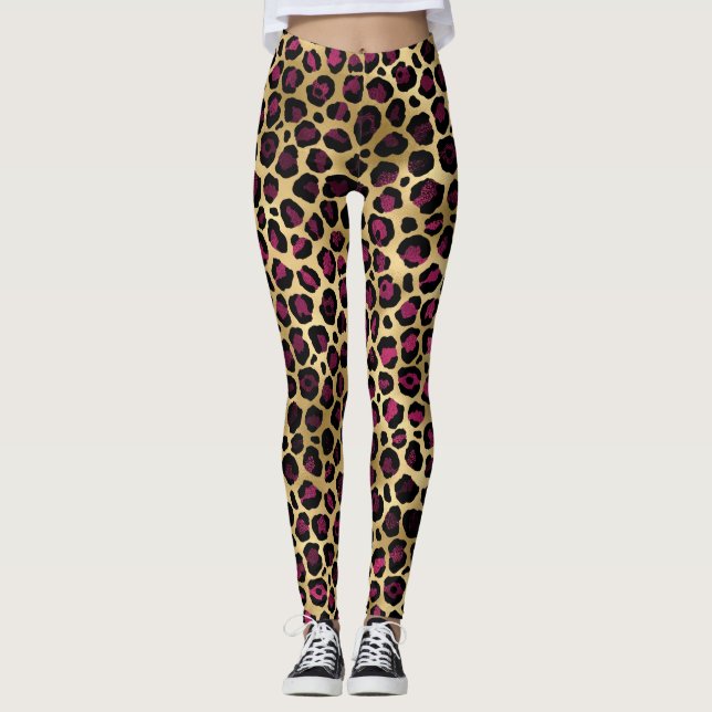 Leggings Leopard Gift, Wild Cat Safari, Hommes Femmes Enfan (Devant)