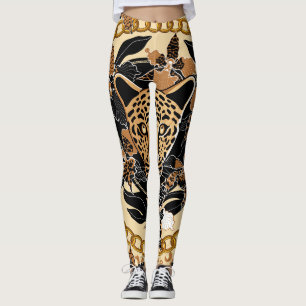Leggings Léopard Orchidées Tropical Motif sans fil