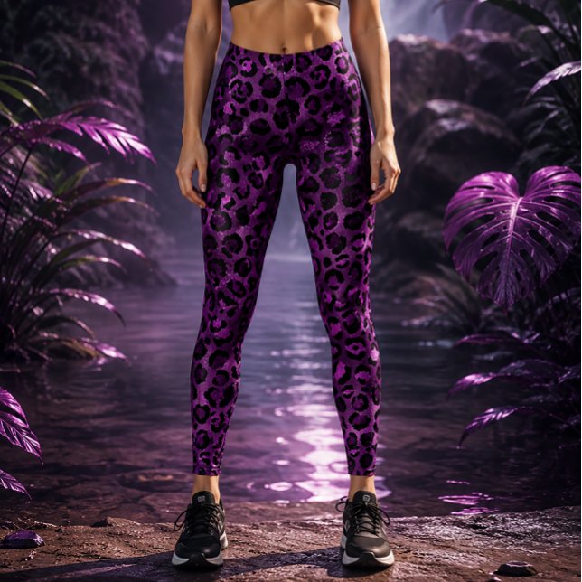 Leggings Léopard Violet Vibrant (Créateur téléchargé)