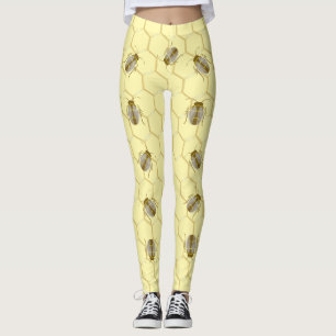 Leggings Les abeilles sur Honeycomb Jaune