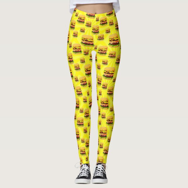 Leggings Les cheeseburgers jaunes lumineux ont illustré des (Devant)