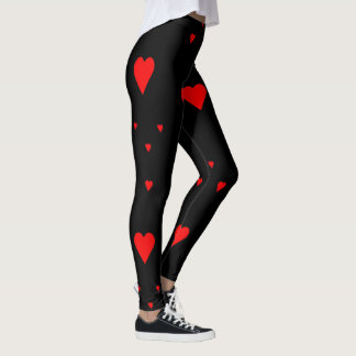 Leggings Les Coeurs d'amour rouges sur les Noirs