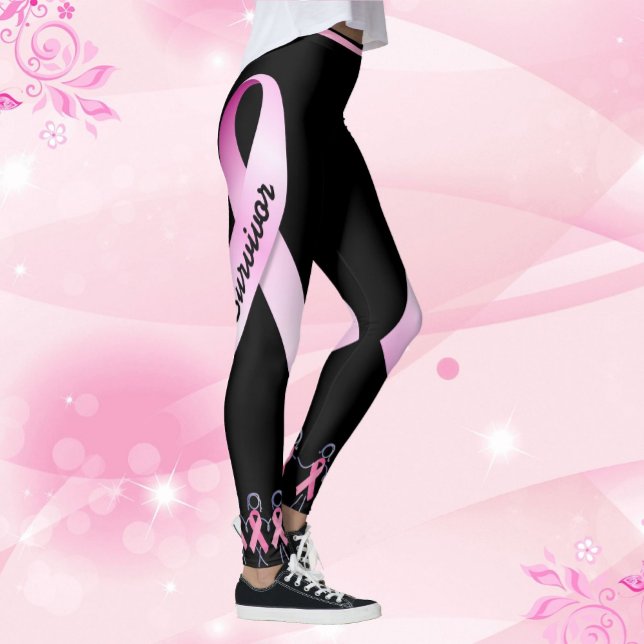 Leggings Les dames au ruban rose personnalisent les jambes  (Créateur téléchargé)