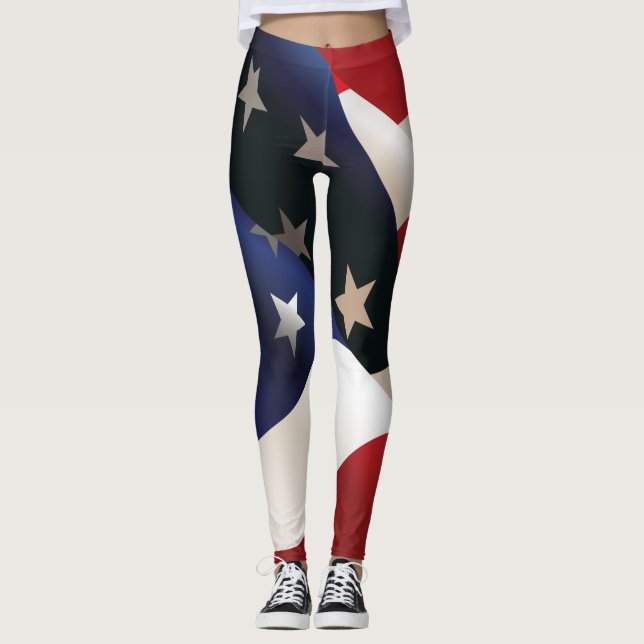 Leggings Les Etats-Unis ondulant le drapeau (Devant)