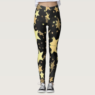 Leggings Les étoiles d'or sur le Arrière - plan noir