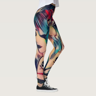 Leggings Les filles gothiques tatouées avec les cheveux ble