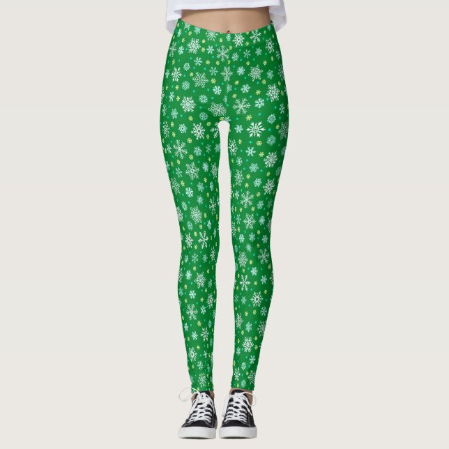 Leggings Les flocons de neige sous diverses formes Festive  (Devant)