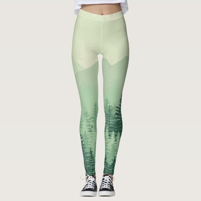 Leggings Les guêtres chics de forêt des femmes vertes (Devant)