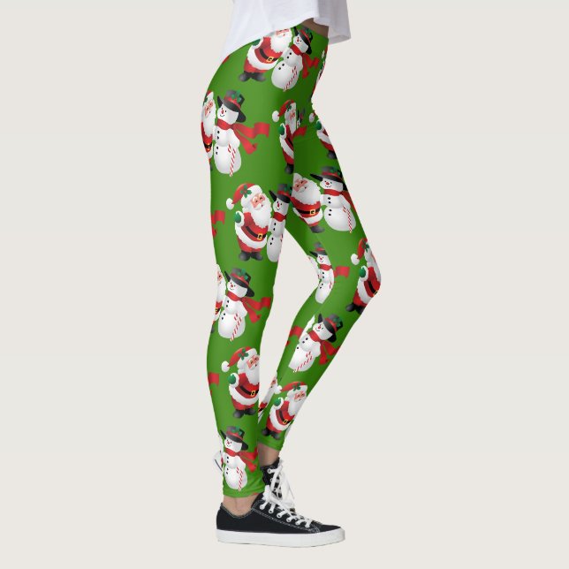 Leggings Les Jambes des femmes du Père Noël Snowman (Droite)