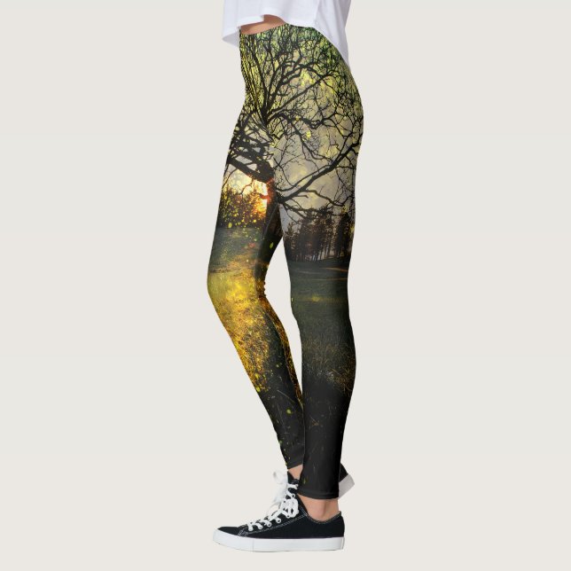 Leggings Les lucioles magiques paysage onirique (Gauche)