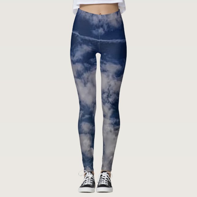 Leggings Les nuages blancs bouillonnants du ciel bleu (Devant)