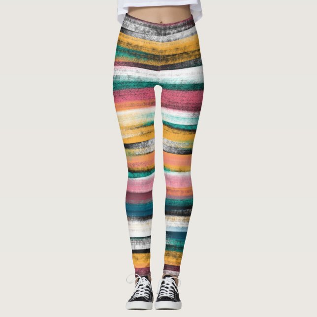 Leggings Les pinceaux colorés modernes frappent la peinture (Devant)