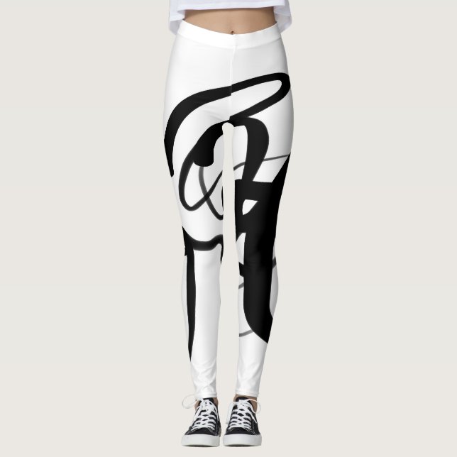 Leggings Les Plongeurs : Noir et Blanc Abstrait (Devant)