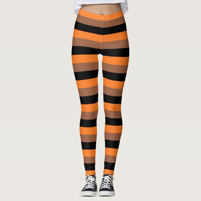 Leggings Les tripes noir, orange et Brown (Devant)
