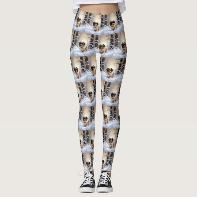 Leggings L'Espagnol Tibétain Laissons Il Neige Noël (Devant)