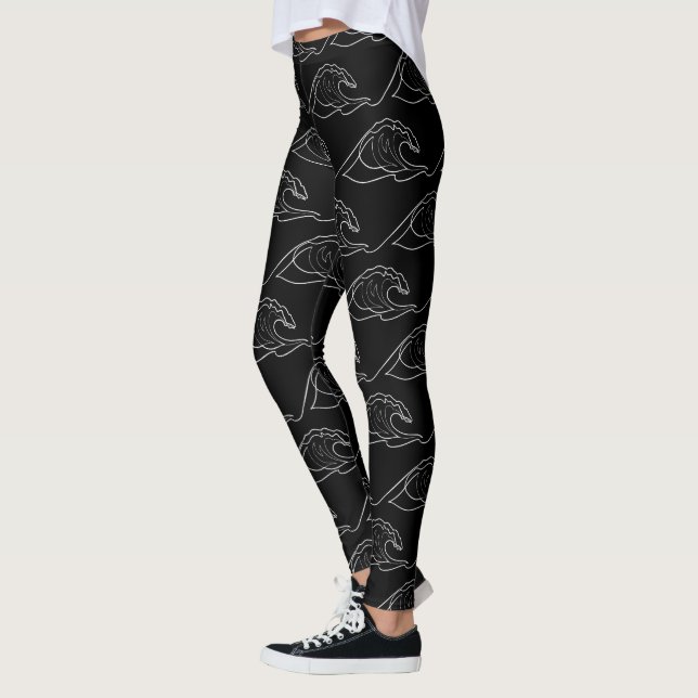 Leggings L'été artistique du surf à contour blanc des vague (Gauche)