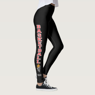 Leggings Lettres de basket-ball en rouge et blanc