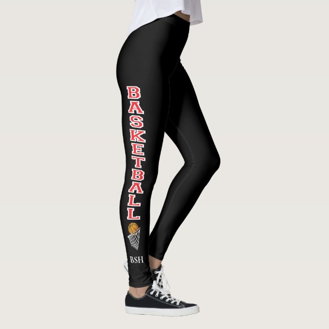 Leggings Lettres de basket-ball en rouge et blanc (Droite)