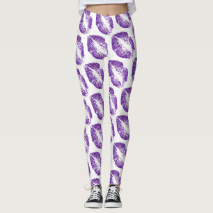 Leggings Lèvres à Parties scintillant violette Blanc modern