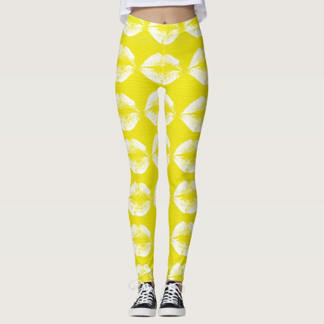 Leggings Lèvres blanches #16 (Devant)