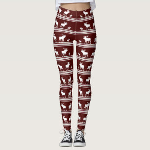 Leggings Lèvres motifs d'orignal rouge de Maron