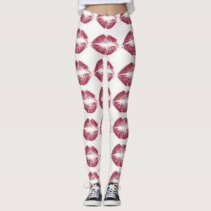 Leggings Lèvres Parties scintillant rouges #2
