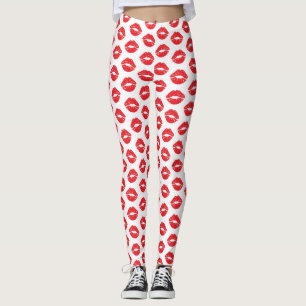 Leggings Lèvres Rouges, Rouge À Lèvres, Baiser, Motif Des L