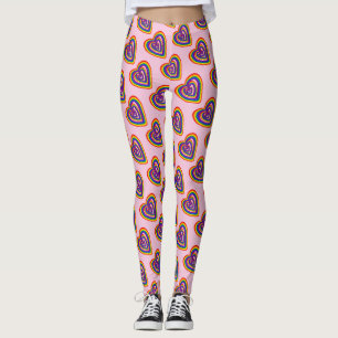 Leggings LGBT Rainbow Flag Hearts Pattern Gay Pride