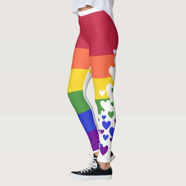 Leggings - LGBTQI Flag Flying Hearts (Left)
