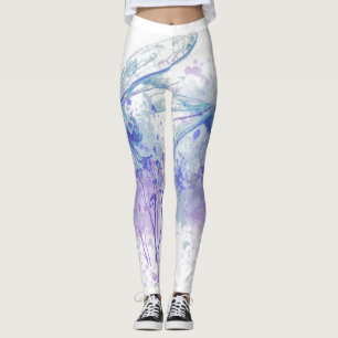 Leggings Libellule originale d'aquarelle en nature mauve