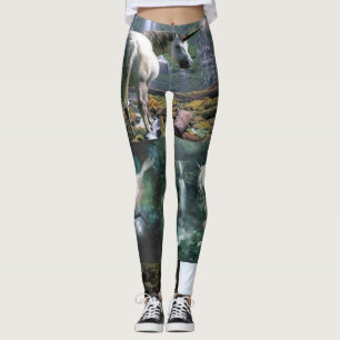 Leggings licolons blancs longs licorne faune