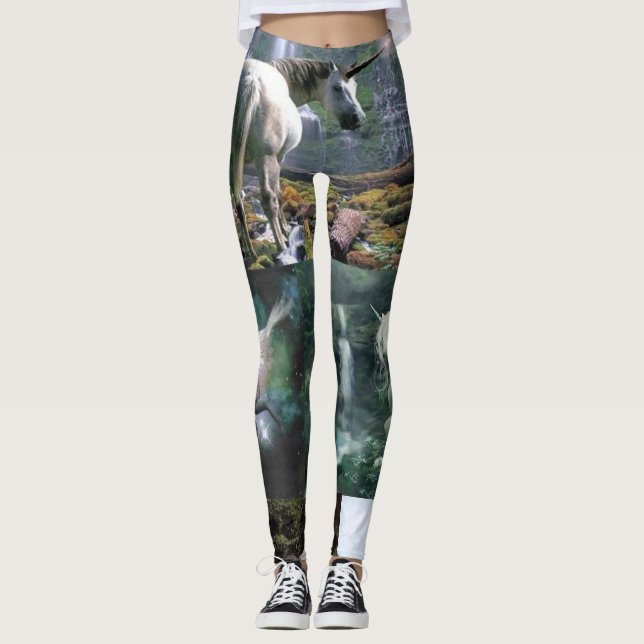 Leggings licolons blancs longs licorne faune (Devant)