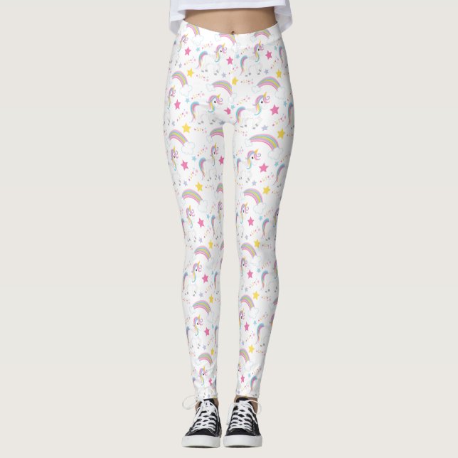 Leggings Licorne magique d'arc-en-ciel (Devant)