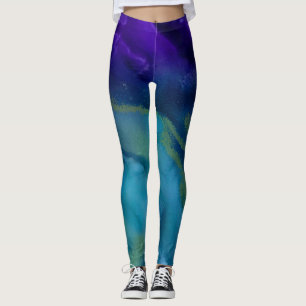 Leggings Lien d'une jambe d'oeil   Purple, Or, Turquoise