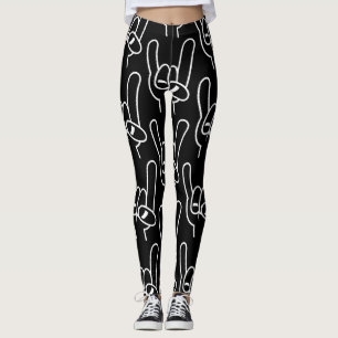 Leggings Ligne blanche des cornes diaboliques en métal lour